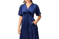 Kiyonna Women's Verona V-Neck Velvet Evening Gown with Pockets