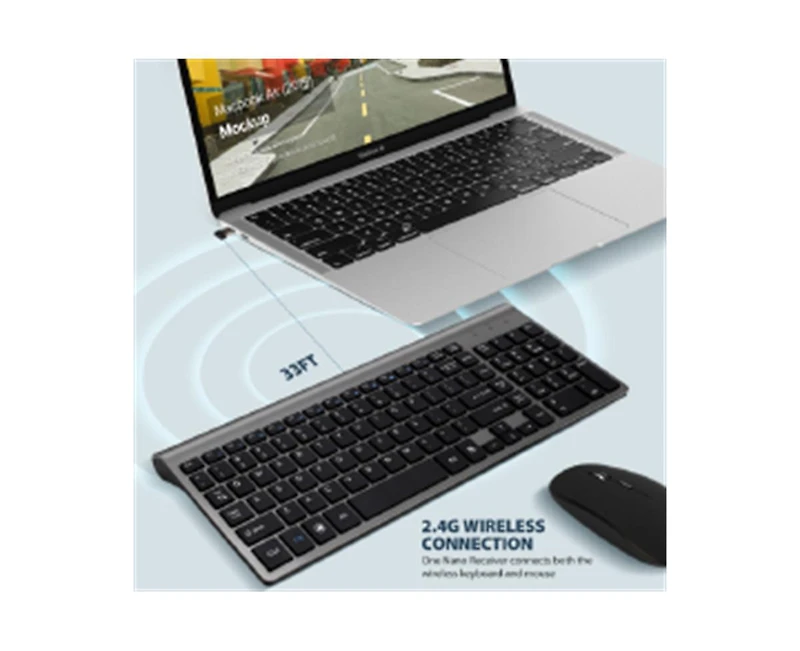 Wireless Keyboard and Mouse Combo - Scissor Ultra-Thin Silent Ergonomic Keyboard with Numeric Keys - 2.4G Receiver for Pc, Laptop, Desktop