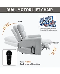 Chenille Dual Motor Infinite Position Up to 350 Lbs Power Lift Recliner Chair with 8-Point Vibration Massage and Lumbar Heating,Blue