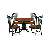 East West Furniture Dining Room Set Black and Cherry