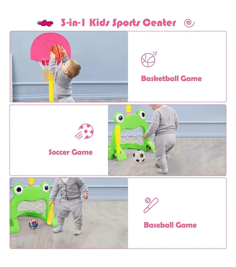 Mecale 3-in-1 Kids Basketball Hoop Set Stand