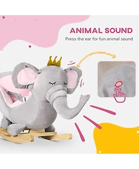 Qaba Baby Rocking Horse, Plush Animal Rocker w/ Realistic Sound, Pedals