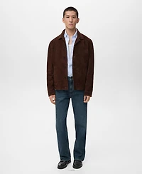 Mango Men's Leather Pockets Jacket