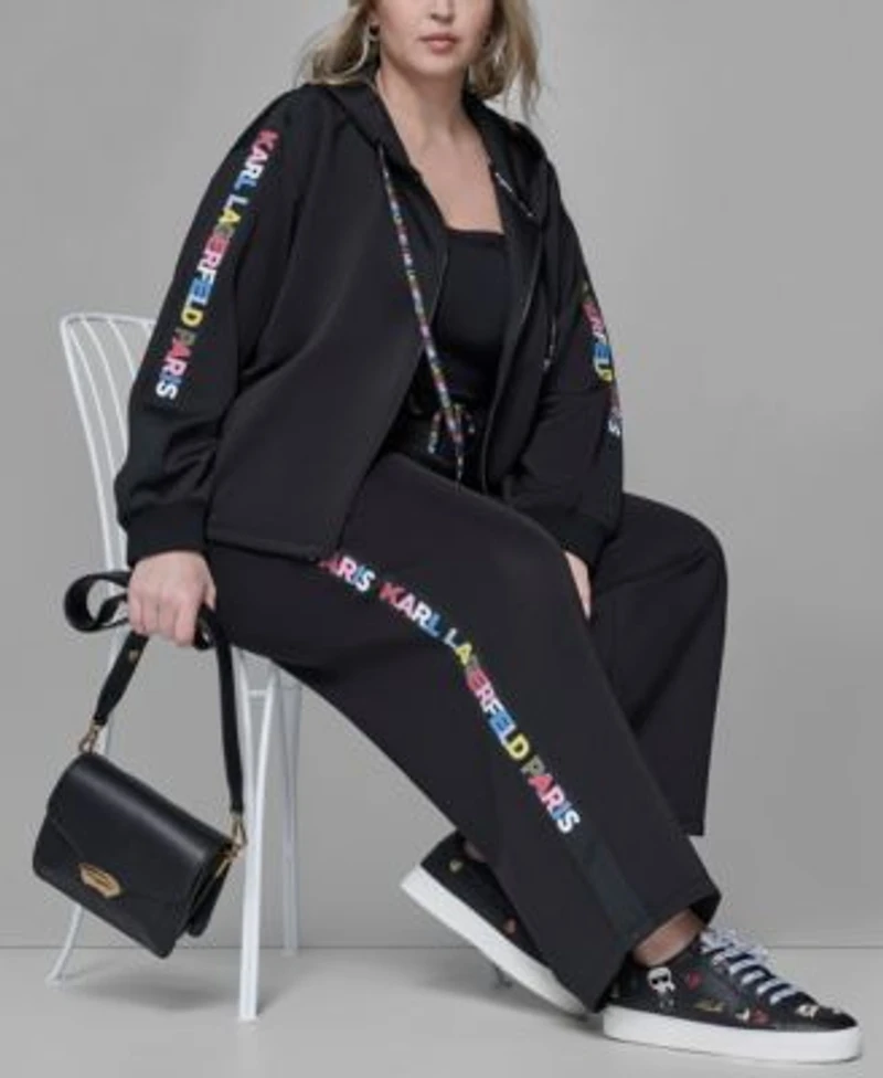 Karl Lagerfeld Paris Athleisure Zip Up Jacket Straight Side Logo Pants