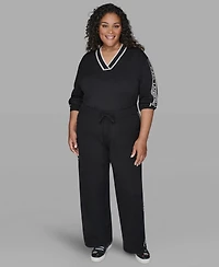 Karl Lagerfeld Paris Plus Wide Leg Side Logo Pants