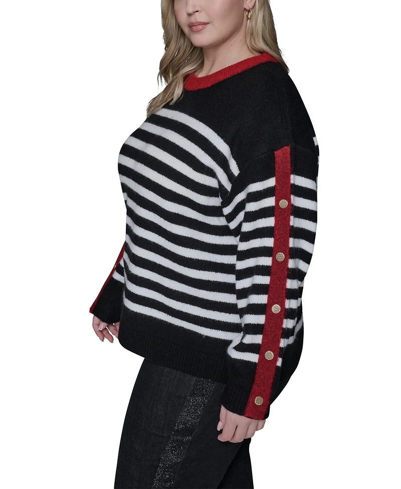 Karl Lagerfeld Paris Plus Crewneck Pull-On Sweater