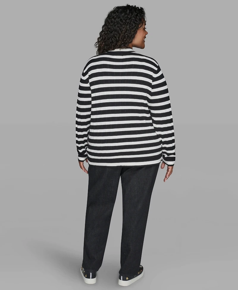 Karl Lagerfeld Paris Plus V-Neck Button Front Cardigan