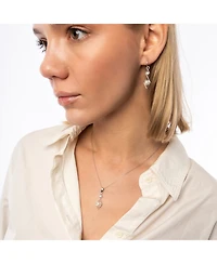 Spero London Sterling Silver Rhombus 3D Pearl Necklace