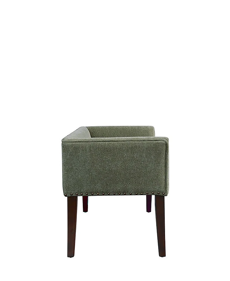 Madison Park Welburn 49.5" Upholstered Bench with Back Wood Legs