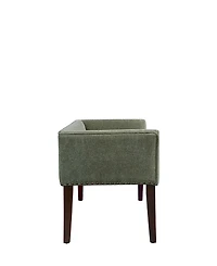 Madison Park Welburn 49.5" Upholstered Bench with Back Wood Legs
