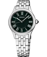 Seiko Essentials Women's Quartz Green Dial Stainless Steel Watch, 29.6mm