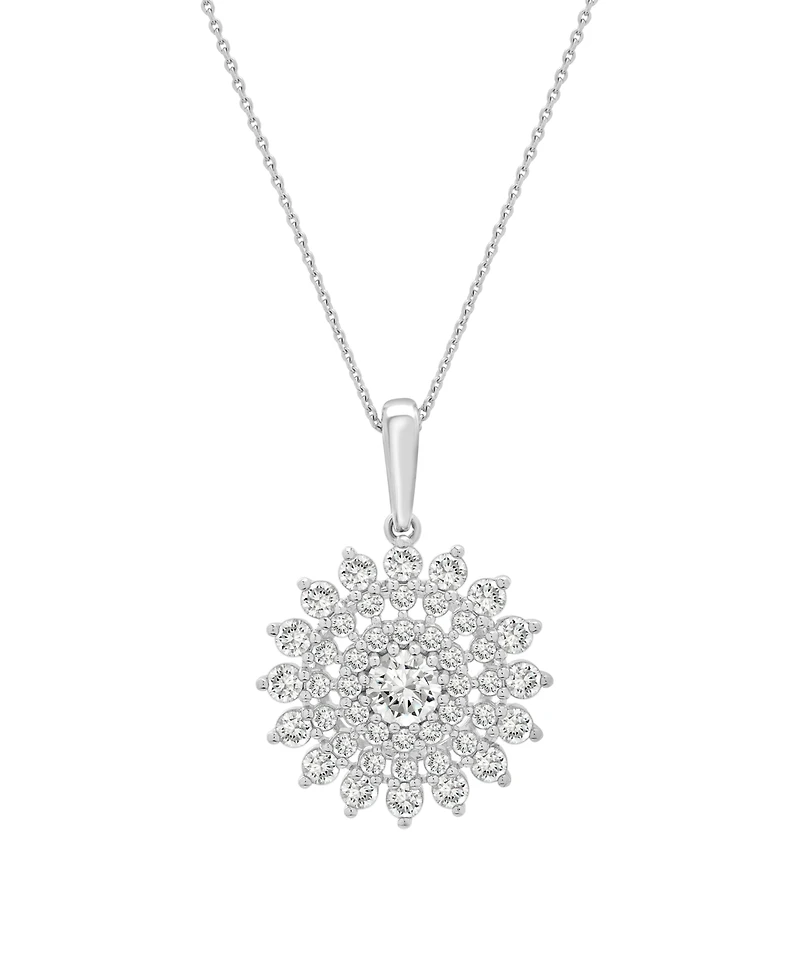Wrapped Love Diamond Flower Cluster Pendant Necklace (1 ct. t.w.) 14k Gold, 18" + 2" extender, Exclusively at Macy's