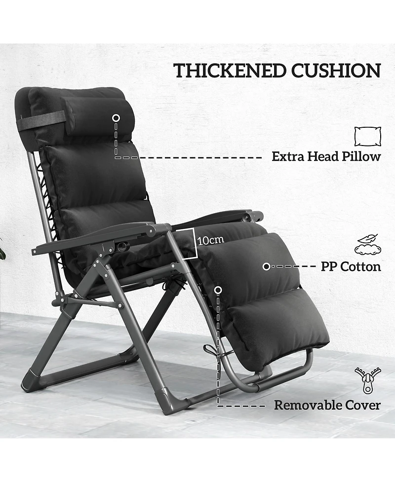 Outsunny Zero Gravity Lounge Chair Set Padded Outdoor Recliner Chair,