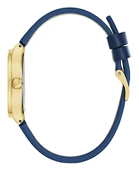 Guess Women's Gold-Tone Blue Leather Analog Watch, 32mm