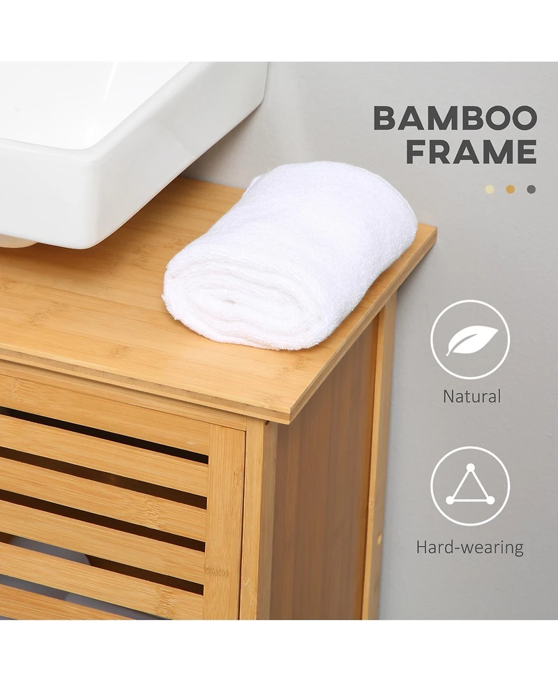 Kleankin Bamboo Under Sink Cabinet Bathroom Organizer