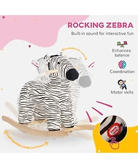 Qaba Kids Rocking Horse, Zebra Shaped Ride on Horse with Realistic Sound