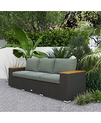 Outsunny 3-Seater Outdoor Sofa w/ Thick Cushions, Patio Couch,