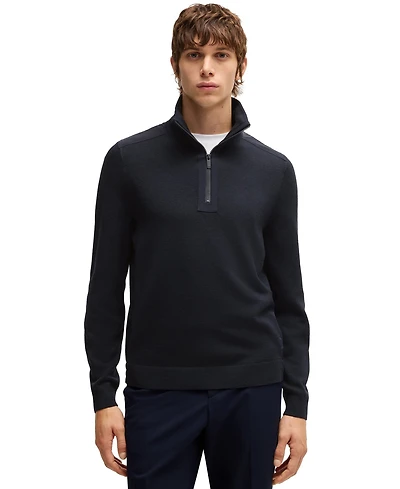 Boss by Hugo Men's Softshell Trims Zip-Neck Sweater