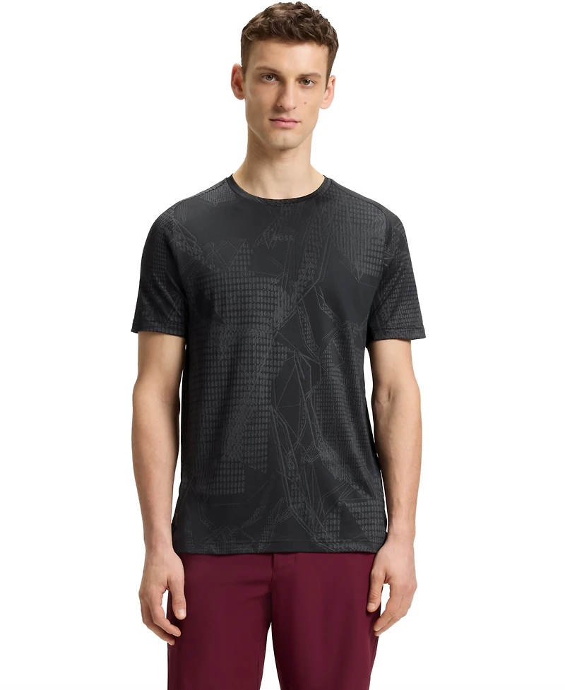 Boss by Hugo Men's Moisture Management Active Jacquard-Pattern T-Shirt