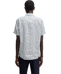 Boss by Hugo Men's Floral-Print Stretch Linen Slim-Fit Shirt