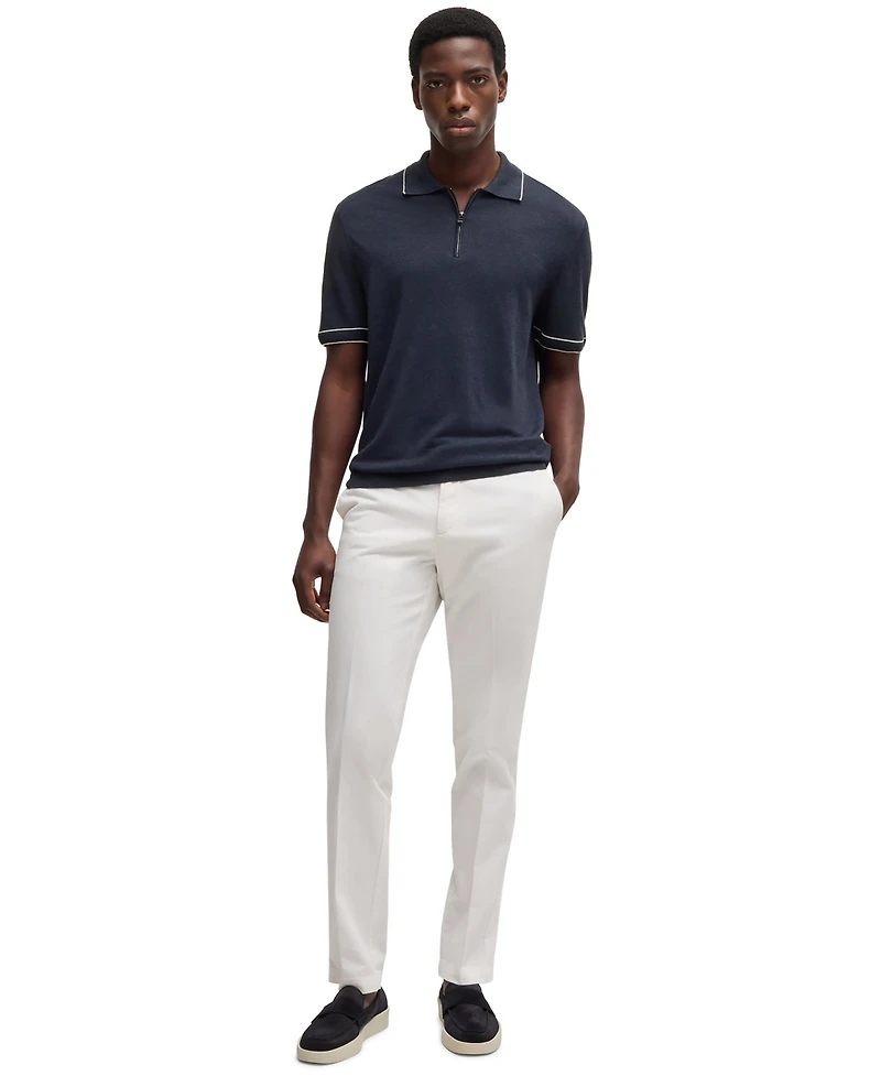 Boss by Hugo Men's Zip Placket Linen-Blend Knit Sweater