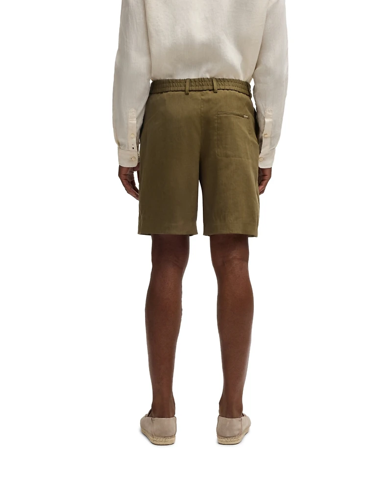 Boss by Hugo Men's Linen Blend Drawstring Formal Shorts