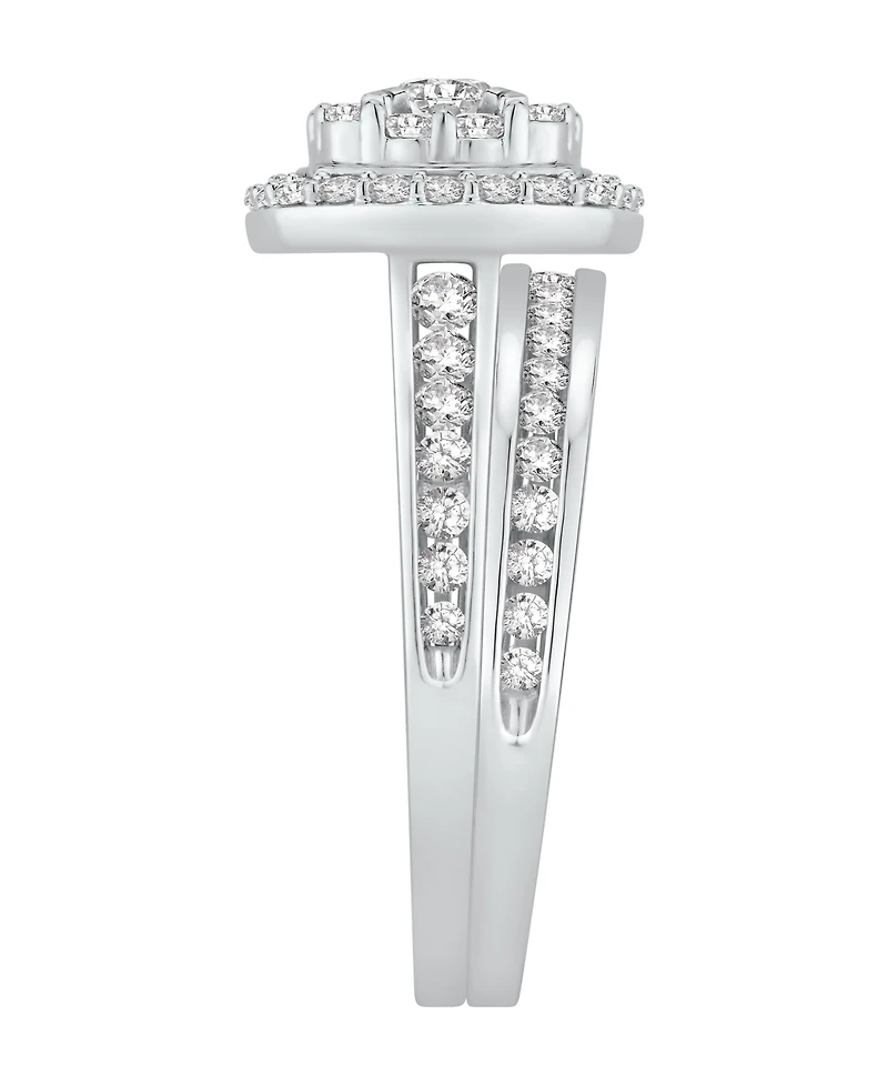 Macy's Diamond Halo Cluster Bridal Set (1-1/4 ct. t.w.) in 14K White Gold