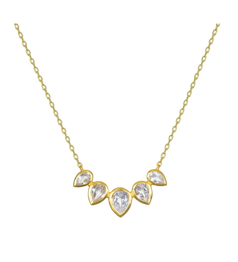 Satya Jewelry Commence with Clarity White Topaz Lotus Petal Necklace