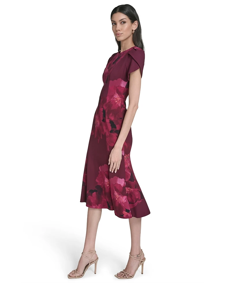 Calvin Klein Women's Crewneck Short-Sleeve Midi Dress