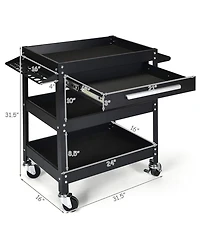 Sugift Rolling Tool Cart Mechanic Cabinet Storage ToolBox Organizer With Drawer-Black.