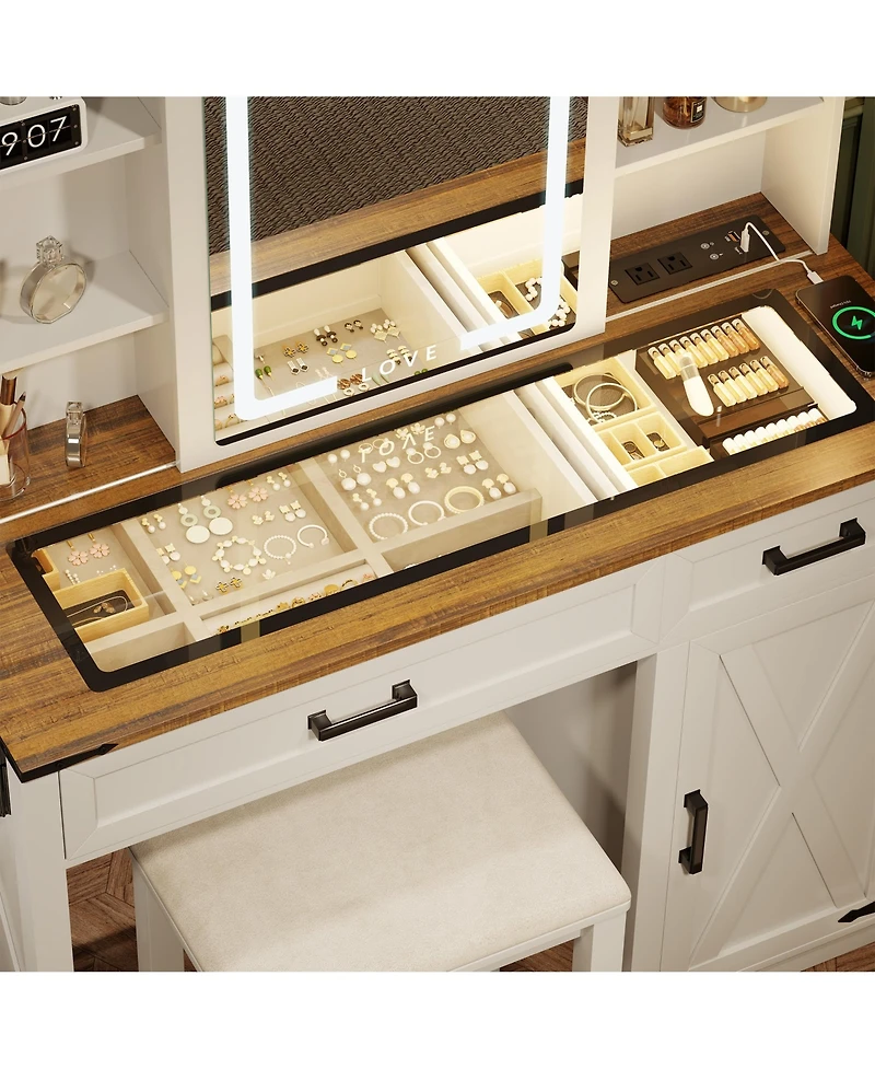 Vlsrka Vanity Makeup Desk with Mirror and Lights