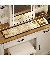 Vlsrka Vanity Makeup Desk with Mirror and Lights