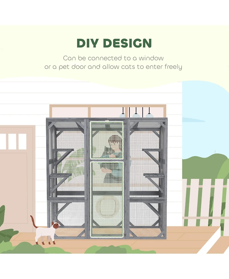 PawHut Catio Outdoor Cat Enclosure for 1-3 Cats, 59" x 28" x 60",