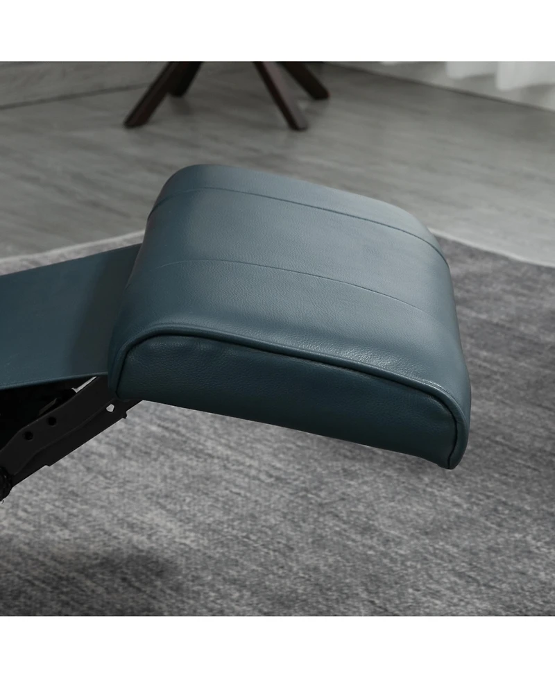 Homcom Faux Leather Reclining Lounge Chair Swivel Recliner Sofa Seat w/ Wood Base Blue
