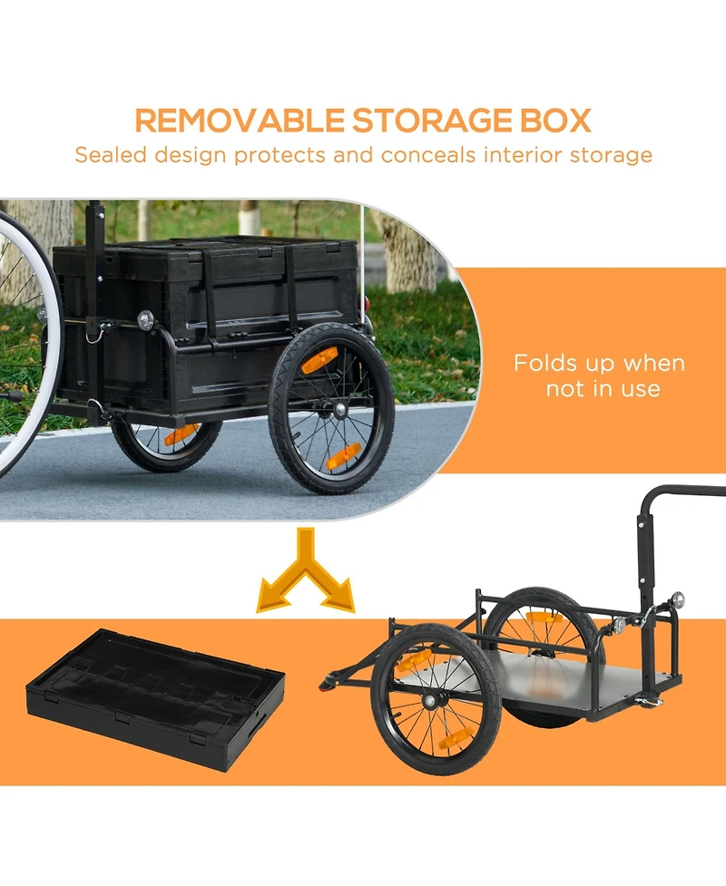 Aosom Bike Trailer Wagon with Removable Storage Box, No Bottom