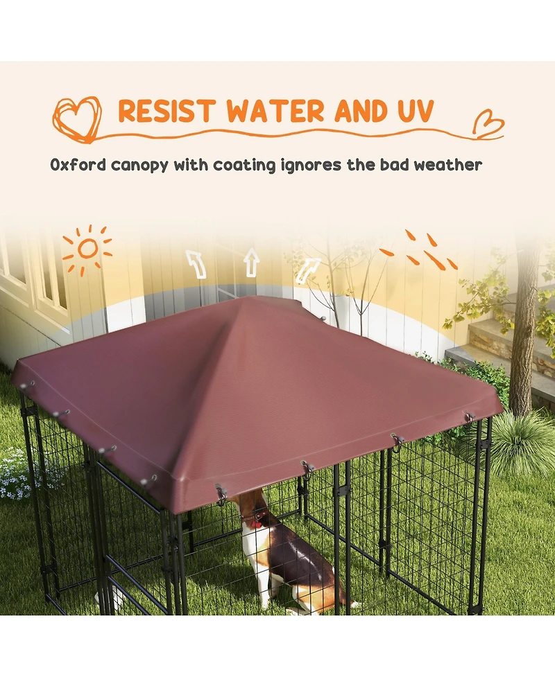 PawHut 4.6' x 5' Outdoor Dog Kennel with Waterproof Canopy, Large Door