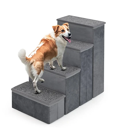 Sugift 4-Step Dog Stairs Non-slip Foldable Dog Ramp with Adjustable Steps