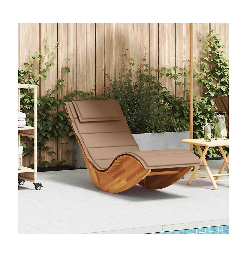 VidaXL Rocking Sun Lounger with Cushion Solid Wood Acacia