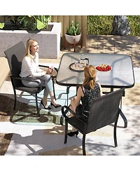 Outsunny Set of Outdoor Wicker Dining Chairs with Armrests