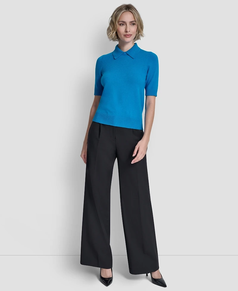 Dkny Women's Short-Sleeve Collared Sweater