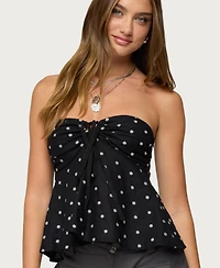 Edikted Women's Izzey Polka Dot Strapless Babydoll Top