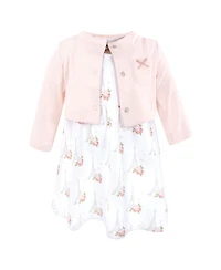 Hudson Baby Cotton Dress and Cardigan Set, Bonjour Paris