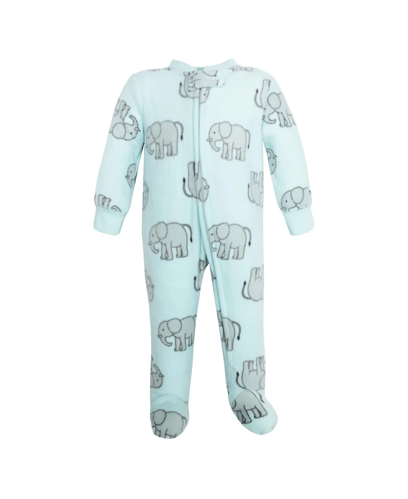 Hudson Baby Boys Fleece Sleep and Play, Cute Safari, 0-3 Months