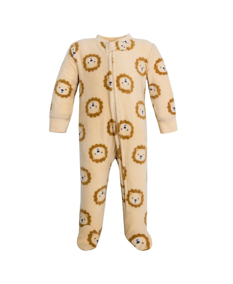 Hudson Baby Boys Fleece Sleep and Play, Brave Lion, 0-3 Months