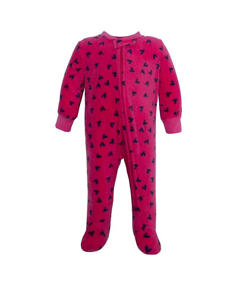 Hudson Baby Girls Fleece Sleep and Play, Botanical , 0-3 Months