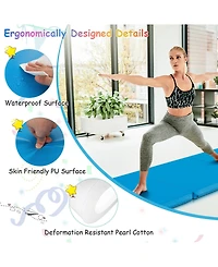 Sugift 6 x 2 Ft Tri-Fold Gym Mat with Handles and Removable Zippered Cover-Blue