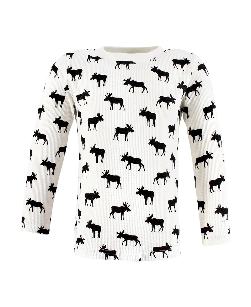 Hudson Baby Baby Boys Hudson Thermal Long Sleeve Tees 5pk, Buffalo Plaid Moose, 18-24 Months