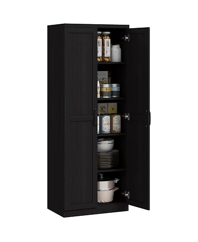 Homcom 63" Kitchen Pantry, Storage Cabinet with 2 Doors