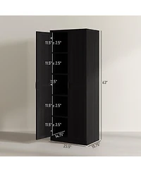 Homcom 63" Kitchen Pantry, Storage Cabinet with 2 Doors