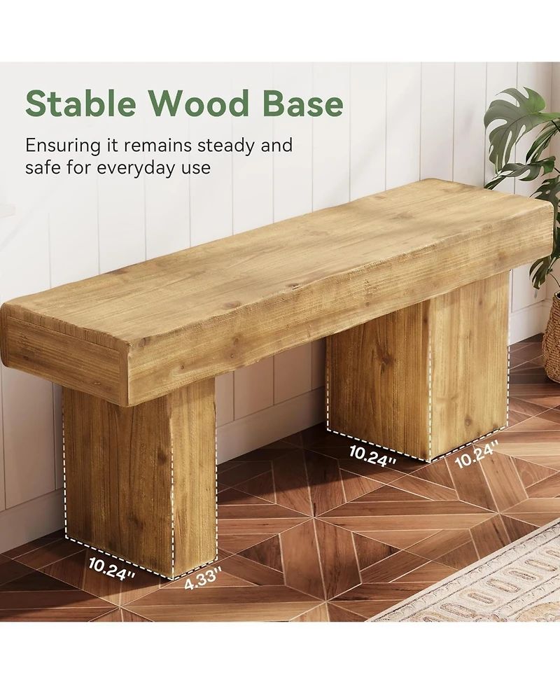 Tribesigns Solid Wood Bench, 47” Farmhouse Entryway Bench with Thickened Seat & Artistic Legs, Indoor Bench